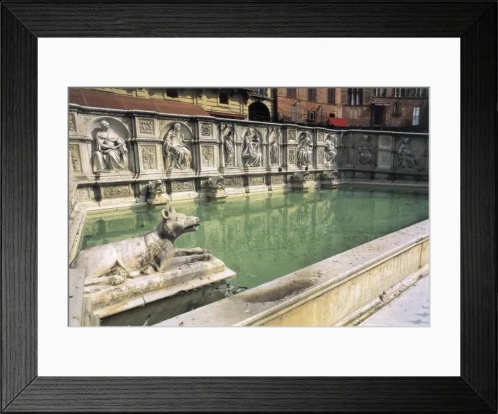 Framed Print : DELLA QUERCIA, Jacopo (1374-1438). Gaia Fountain. 1414-1419. ITALY. TUSCANY. SIENA. Siena. Renaissance art. Quattrocento. Relief on marble