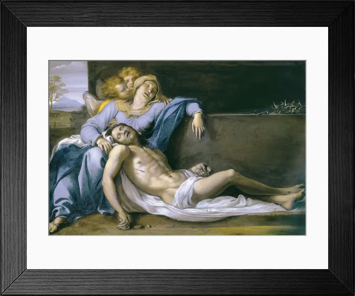Framed Print : CARRACHE, Annibale. Lamentation of Christ (Piet). 1603. Painting on copper. Baroque art. Oil on wood. AUSTRIA. Vienna. Kunsthistorisches Museum Vienna (Museum of Art History)