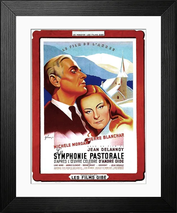 Framed Print : PASTORAL SYMPHONY, (aka LA SYMPHONIE PASTORALE), French poster, from left: Pierre Blanchar, Michele Morgan, 1946