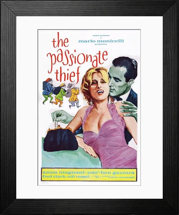 Framed Print : THE PASSIONATE THIEF, (aka RISATE DI GIOIA), US poster, from left: Anna Magnani, Ben Gazzara, 1960