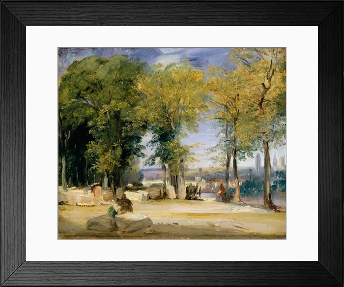Framed Print : VIEW NEAR ROUEN, by Richard Parkes Bonington, 1825, British painting, oil on wood
