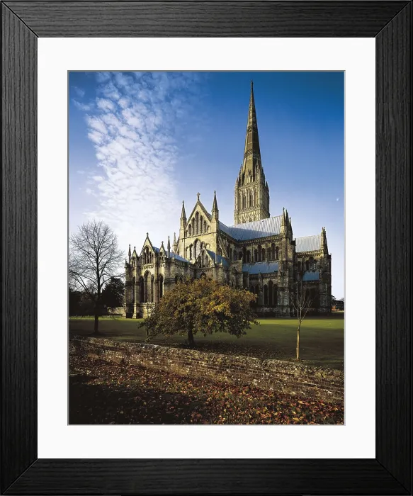 Framed Print : Salisbury Cathedral. 1220-1258. UNITED KINGDOM. Salisbury. Cathedral. General view from the northeast. The tower, added in the 14th c. is the highest in England (123 m.)