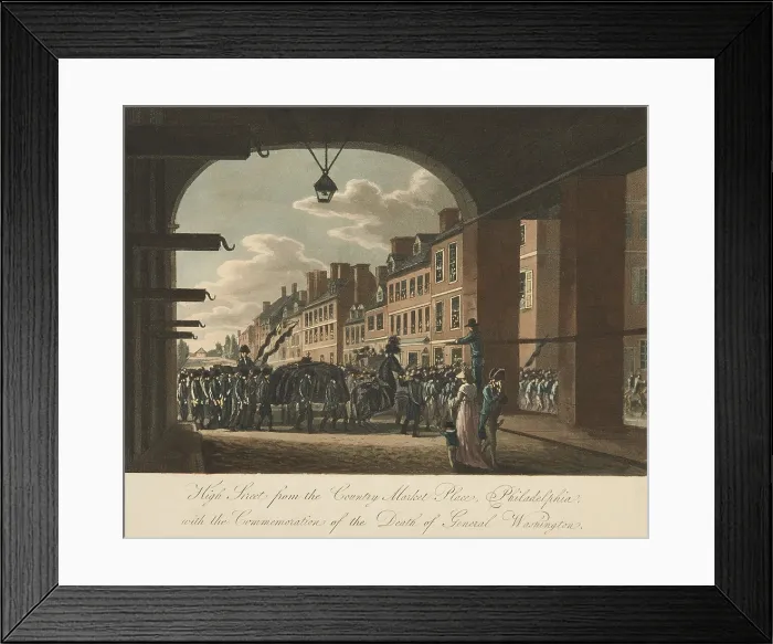 Framed Print : Commemoration of the Death of General Washington in Philadelphia, Dec. 26, 1799. Washington died at Mount Vernon, on Dec 14, 1799, and was buried there on Dec. 18, 1799