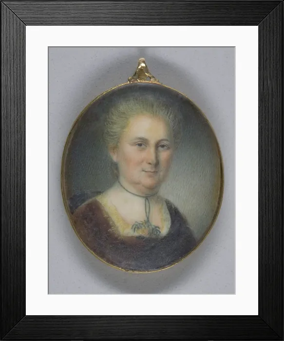 Framed Print : Martha Washington, by Charles Willson Peale, 1776, American miniature painting, watercolor on ivory