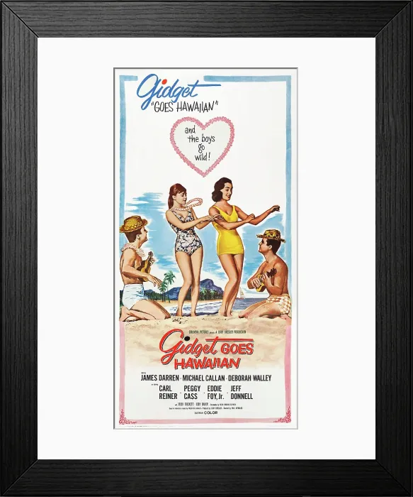 Framed Print : GIDGET GOES HAWAIIAN, US poster, from left: James Darren, Deborah Walley, Vicki Trickett, Michael Callan, 1961 Framed Print : GIDGET GOES HAWAIIAN, US poster, from left: James Darren, Deborah Walley, Vicki Trickett, Michael Callan, 1961