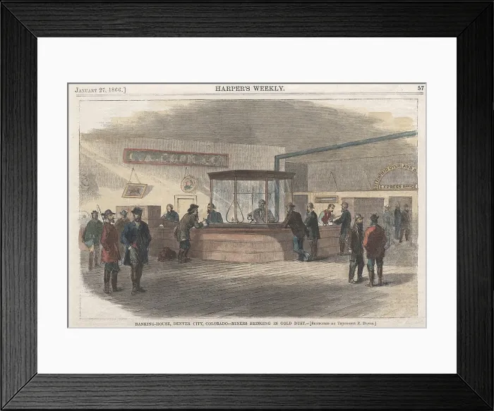 Framed Print : Bank in Denver City, Colorado, where silver was purchased