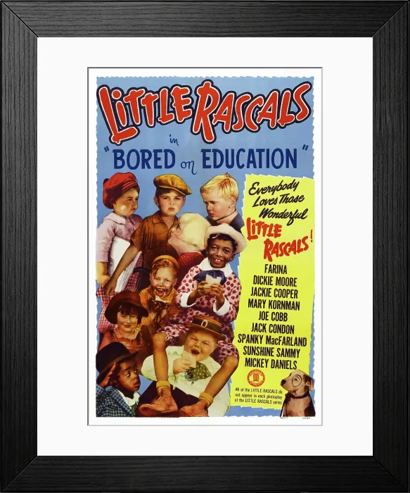 Framed Print : BORED OF EDUCATION, US poster, top from left: Spanky McFarland, Dickie Moore, Shirley Jean Rickert, Jackie Cooper, center from left: Mary Ann Jackson Framed Print : BORED OF EDUCATION, US poster, top from left: Spanky McFarland, Dickie Moore, Shirley Jean Rickert, Jackie Cooper, center from left: Mary Ann Jackson