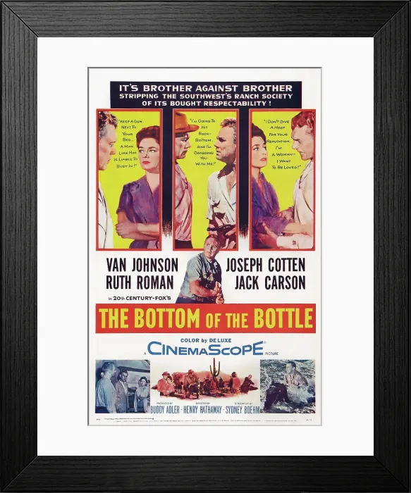 Framed Print : THE BOTTOM OF THE BOTTLE, top from left: Joseph Cotten, Ruth Roman, Joseph Cotten, Van Johnson, Ruth Roman, Joseph Cotten; center: Van Johnson, 1956 Framed Print : THE BOTTOM OF THE BOTTLE, top from left: Joseph Cotten, Ruth Roman, Joseph Cotten, Van Johnson, Ruth Roman, Joseph Cotten; center: Van Johnson, 1956