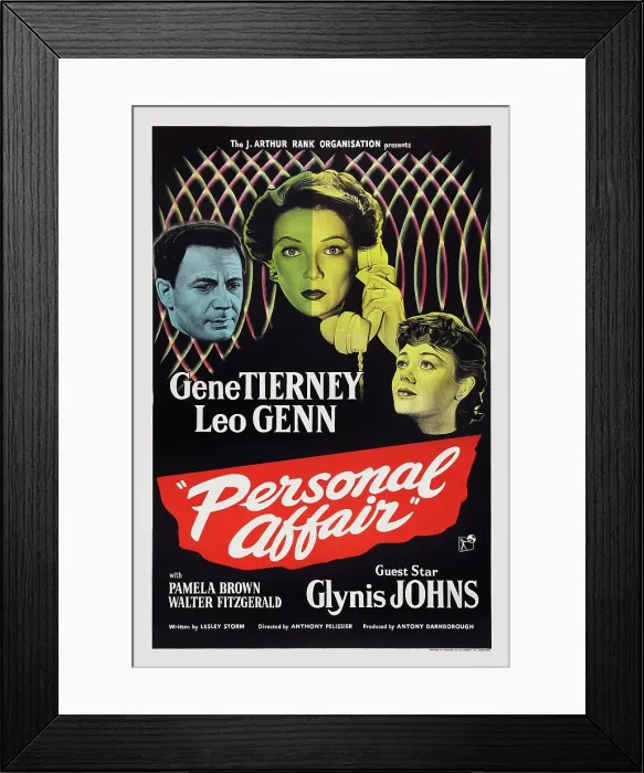 Framed Print : PERSONAL AFFAIR, British poster art, from left: Leo Genn, Gene Tierney, Glynis Johns, 1953 Framed Print : PERSONAL AFFAIR, British poster art, from left: Leo Genn, Gene Tierney, Glynis Johns, 1953