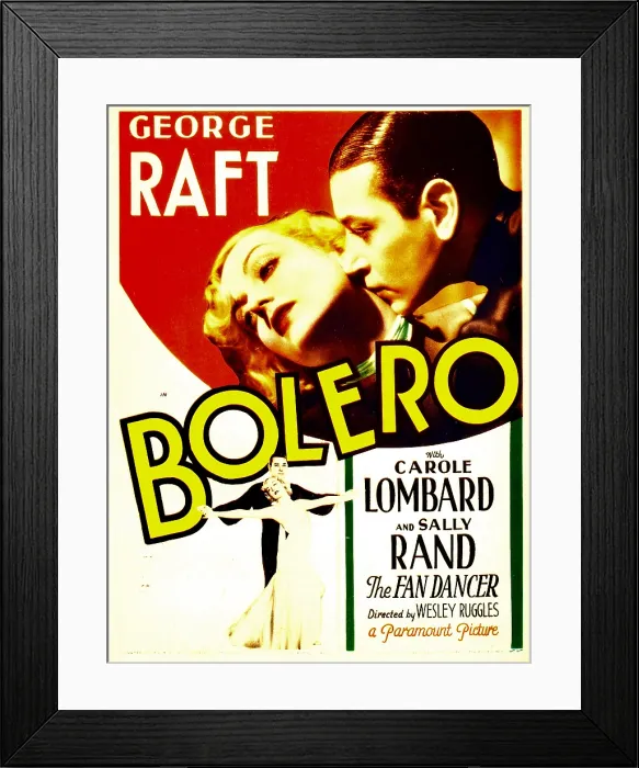 Framed Print : BOLERO, top from left: Carole Lombard, George Raft on midget window card, 1934