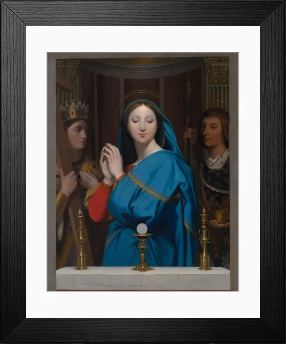 Framed Print : THE VIRGIN ADORING THE HOST, by Jean Auguste Dominique Ingres, 1852, French painting, oil on canvas