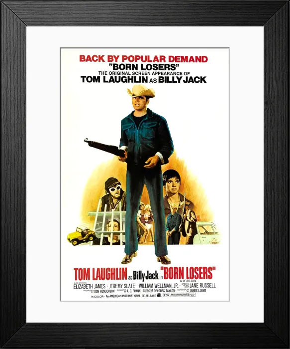 Framed Print : BORN LOSERS, Tom Laughlin (center) on 1974 re-issue poster, 1967