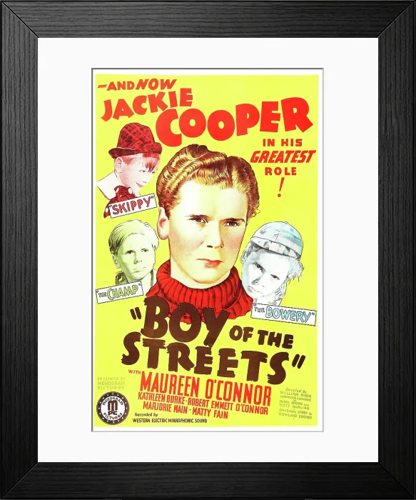 Framed Print : BOY OF THE STREETS, Jackie Cooper times 4 (images from The Champ, 1931, Skippy, 1931 and The Bowery, 1933), 1937