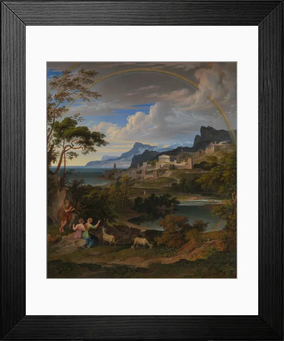 Framed Print : HEROIC LANDSCAPE WITH RAINBOW, by Joseph Anton Koch, 1824, Austrian painting, oil on canvas