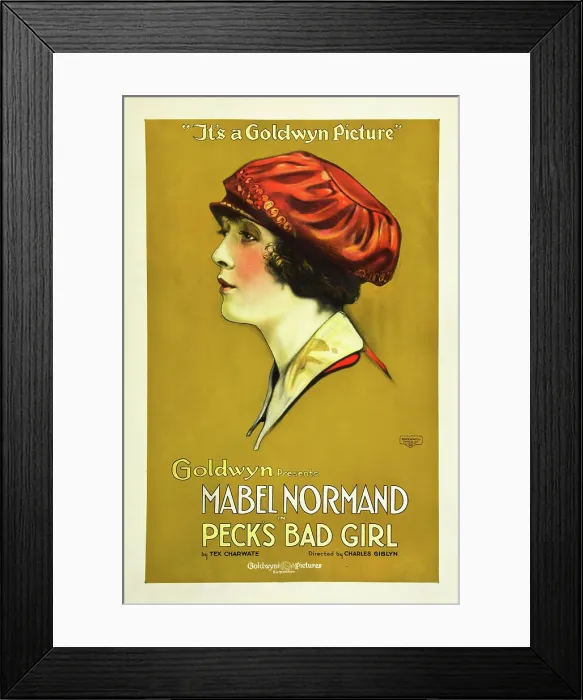 Framed Print : PECK'S BAD GIRL, Mabel Normand on poster art, 1918
