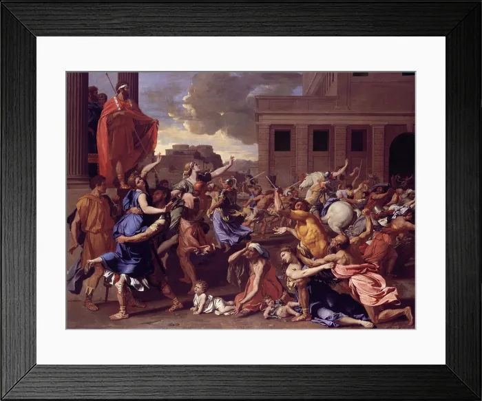 Framed Print : THE ABDUCTION OF THE SABINE WOMEN, by Nicolas Poussin, 1633-34, French painting, oil on canvas. Poussin's classic crowd scene from Roman history Framed Print : THE ABDUCTION OF THE SABINE WOMEN, by Nicolas Poussin, 1633-34, French painting, oil on canvas. Poussin's classic crowd scene from Roman history