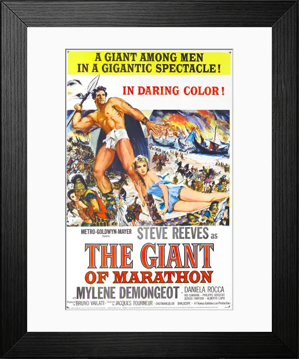 Framed Print : THE GIANT OF MARATHON, (aka, LA BATTAGLIA DI MARATONA), from left: Steve Reeves, Mylene Demongeot, 1959