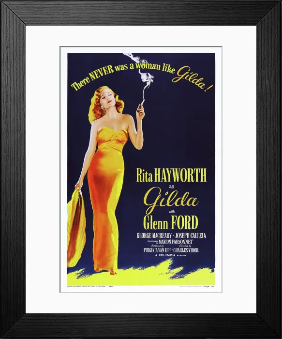 Framed Print : GILDA, Rita Hayworth on 1959 re-release poster art, 1946 Framed Print : GILDA, Rita Hayworth on 1959 re-release poster art, 1946