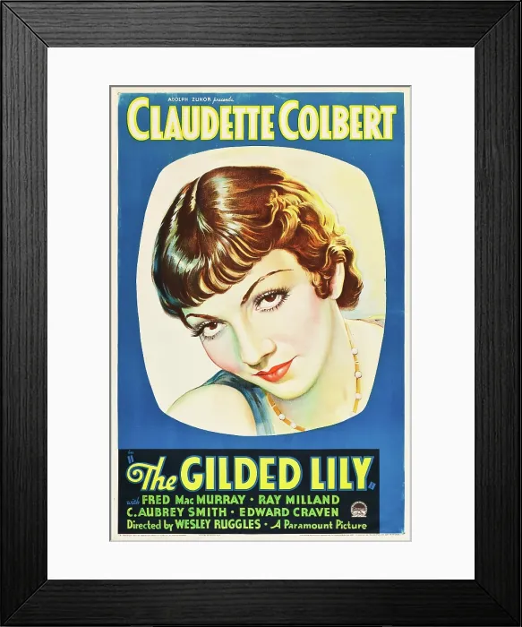Framed Print : THE GILDED LILY, Claudette Colbert on US poster art, 1935