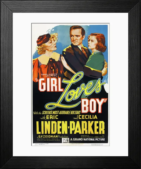 Framed Print : GIRL LOVES BOY, US poster art, from left: Bernadene Hayes, Eric Linden, Cecilia Parker, 1937 Framed Print : GIRL LOVES BOY, US poster art, from left: Bernadene Hayes, Eric Linden, Cecilia Parker, 1937