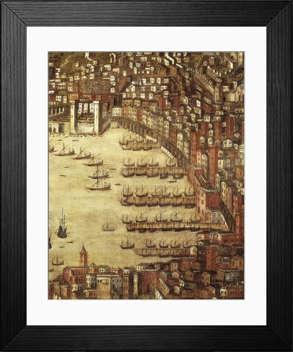 Framed Print : GRASSI, Cristoforo (16th c.). Port of Genoa. 1597. Right detail. Inspired on an anonymous painting of 1842. Oil on canvas. ITALY. Genoa. Pegli. Navy Museum Framed Print : GRASSI, Cristoforo (16th c.). Port of Genoa. 1597. Right detail. Inspired on an anonymous painting of 1842. Oil on canvas. ITALY. Genoa. Pegli. Navy Museum