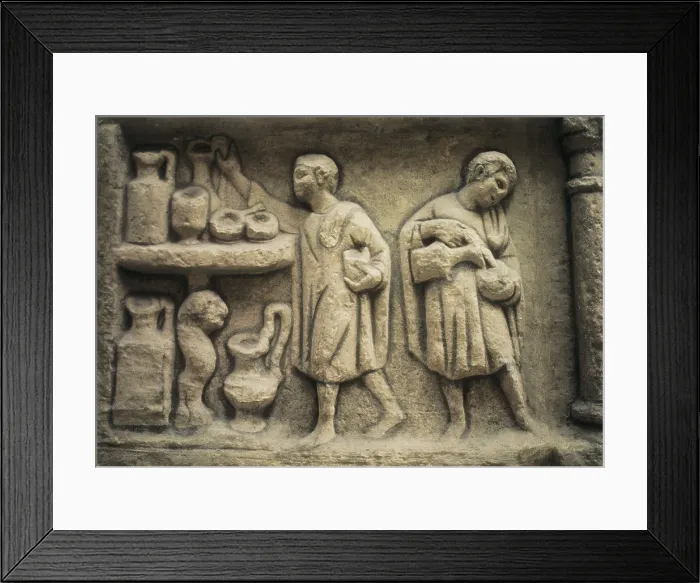 Framed Print : Slaves preparing wine. Roman art. Relief on rock. AISA / Everett Collection**US SALES ONLY**