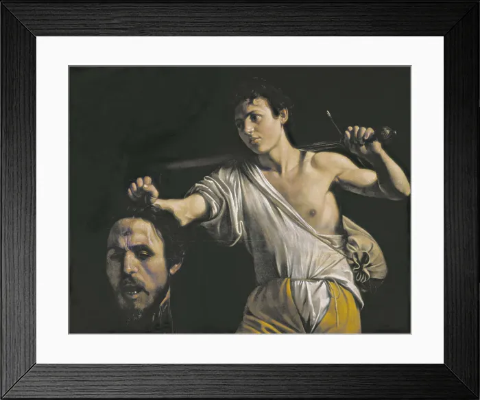 Framed Print : CARAVAGGIO, Michelangelo Merisi da (1573-1610). David with the Head of Goliath. 1606 - 1607. Baroque art. Oil on wood. AUSTRIA. Vienna Framed Print : CARAVAGGIO, Michelangelo Merisi da (1573-1610). David with the Head of Goliath. 1606 - 1607. Baroque art. Oil on wood. AUSTRIA. Vienna