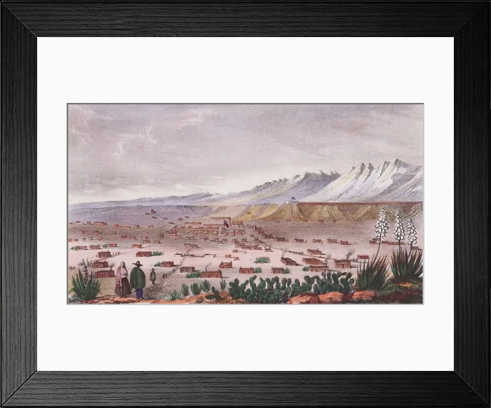 Framed Print : LA CIUDAD DE SANTA FE, 1848. This view was an illustration from a post-Mexican War US Army reconnoissance of US Western lands (BSLOC_2020_1_6)