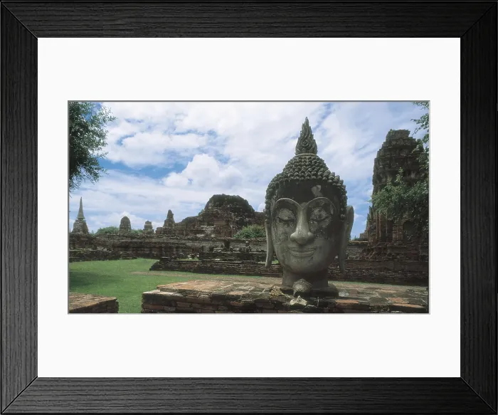 Framed Print : THAILAND. CENTRAL. PHRA NAKHON. Ayutthaya. Wat Phra Mahathat (14th c.). Head of Buddha. AISA / Everett Collection**US SALES ONLY**