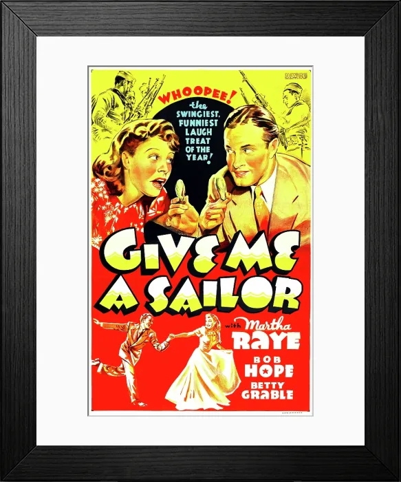 Framed Print : GIVE ME A SAILOR, US poster art, top from left: Martha Raye, Bob Hope, 1938