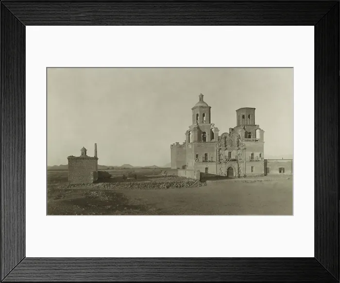 Framed Print : San Xavier Church near Tucson, Arizona, was The Spanish Colonial mission to the Tohono Oodham Indians. Photo ca. 1900 (BSLOC_2020_1_7)