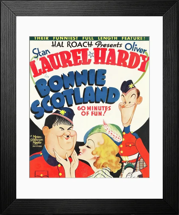 Framed Print : BONNIE SCOTLAND, Oliver Hardy, June Lang, Stan Laurel on window card, 1935 Framed Print : BONNIE SCOTLAND, Oliver Hardy, June Lang, Stan Laurel on window card, 1935