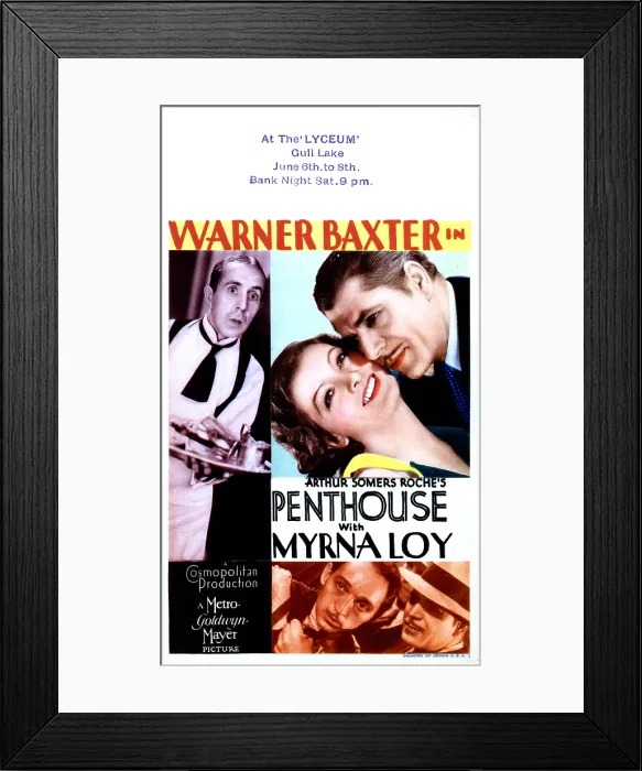 Framed Print : PENTHOUSE, clockwise from bottom right, Wanrer Baxter, George E. Stone, Charles Butterworth, Warner Baxter, Myrna Loy, 1933