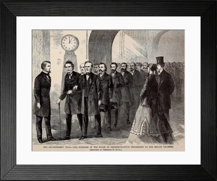 Framed Print : Members of the House of Representative proceed to the Senate Chamber for the Impeachment Trial of President Andrew Johnson, March 23, 1868