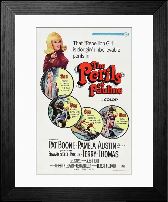 Framed Print : THE PERILS OF PAULINE, Pamela Austin on poster art, 1967
