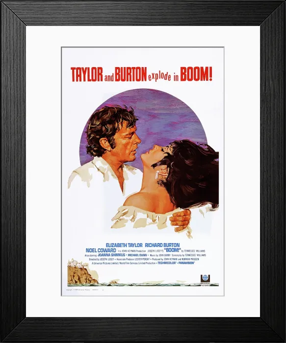 Framed Print : BOOM!, US poster, Richard Burton, Elizabeth Taylor, 1968