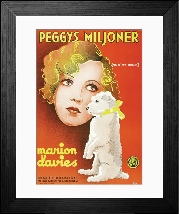 Framed Print : PEG O MY HEART, (aka PEGGYS MILJONER), Swedish poster art, Marion Davies, 1933