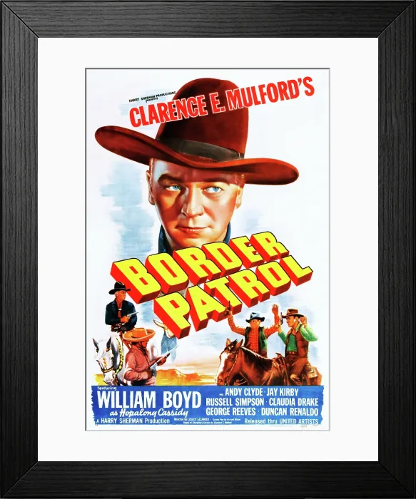 Framed Print : BORDER PATROL, US poster art, William Boyd, 1943 Framed Print : BORDER PATROL, US poster art, William Boyd, 1943