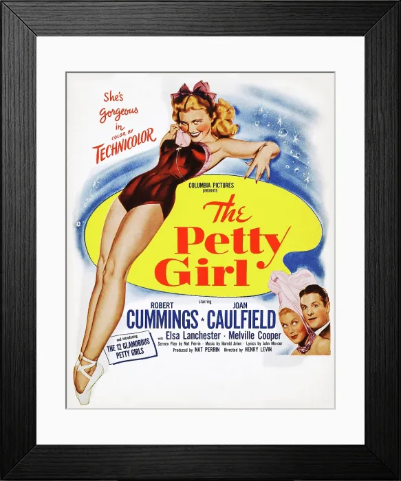 Framed Print : THE PETTY GIRL, US poster, Joan Caulfield (top), bottom from left: Joan Caulfield, Robert Cummings, 1950
