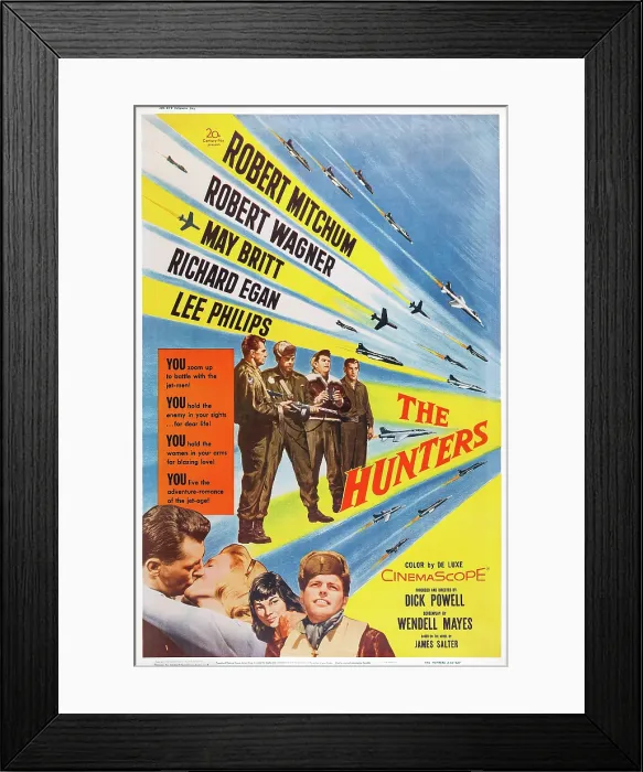 Framed Print : THE HUNTERS, US poster art, from bottom left: Robert Mitchum, May Britt, Robert Wagner, 1958, TM & Copyright 20th Century Fox Film Corp