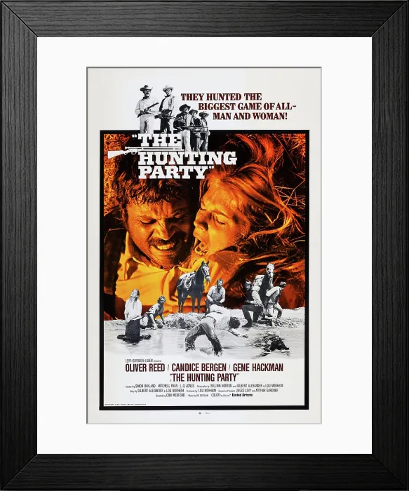Framed Print : THE HUNTING PARTY, US poster, center from left: Oliver Reed, Candice Bergen, 1971 Framed Print : THE HUNTING PARTY, US poster, center from left: Oliver Reed, Candice Bergen, 1971