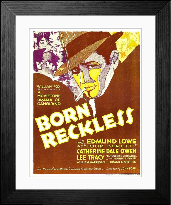 Framed Print : BORN RECKLESS, Edmund Lowe on window card, 1930, TM and Copyright 20th Century Fox Film Corp. All rights reserved. / courtesy Everett Collection