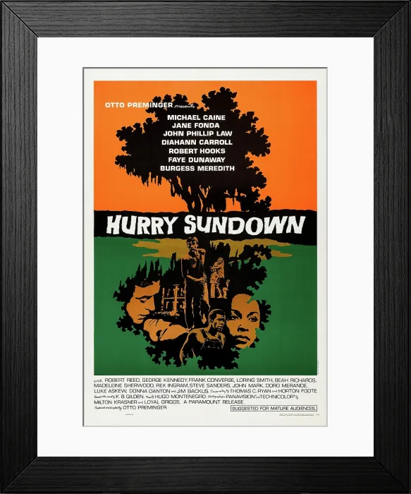 Framed Print : HURRY SUNDOWN, US poster art, Michael Caine, Jane Fonda, John Phillip Law, (back center), Robert Hooks, Diahann Carroll, 1967