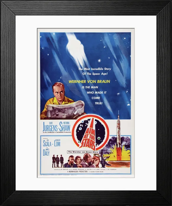 Framed Print : I AIM AT THE STARS, US poster art, top left: Curd Jurgens; bottom left: Herbert Lom, bottom second left: Gia Scala, 1960