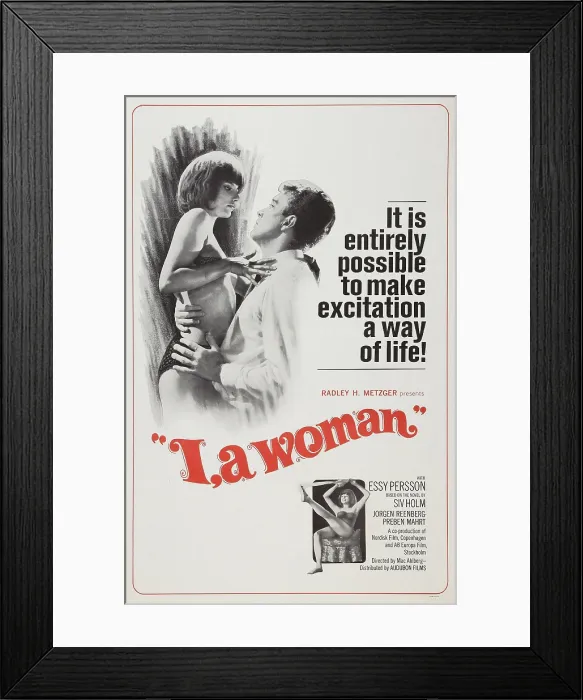 Framed Print : I, A WOMAN, (aka JAG-EN KVINNA), left: Essy Persson on poster art, 1965
