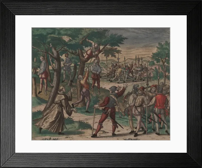 Framed Print : On his third voyage to the New World, 1498-1500, Christopher Columbus, then Governor of the West Indies, executed mutinous Spanish sailors and colonists on Hispaniola in 1498