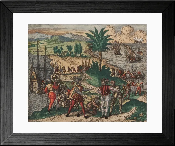 Framed Print : On his third voyage to the New World, 1498-1500, Christopher Columbus, and his brother, Bartholomew, are arrested in Hispaniola in August 1500