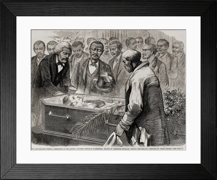 Framed Print : Frederick Douglass, heads the African American mourners for Senator Charles Sumner, in the rotunda of the Capitol, March 1874 Framed Print : Frederick Douglass, heads the African American mourners for Senator Charles Sumner, in the rotunda of the Capitol, March 1874