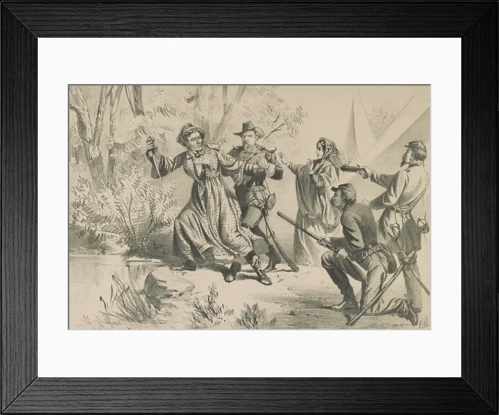 Framed Print : Jefferson Davis and his wife Varina are arrested by Union soldiers on the morning of May 10, 1865, in Irwinville, Georgia Framed Print : Jefferson Davis and his wife Varina are arrested by Union soldiers on the morning of May 10, 1865, in Irwinville, Georgia