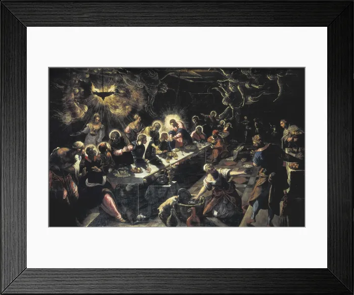 Framed Print : TINTORETTO, Jacopo Robusti, called Il (1518-1594). The Last Supper. 1592-1594. Renaissance art. Cinquecento. Venetian school. Oil on canvas. ITALY. Venice. San Giorgio Island